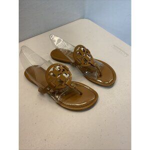 Tory Burch Miller Sandal Soft Brown Patent Leather Size‎ 9.5M Beach Casual Boat